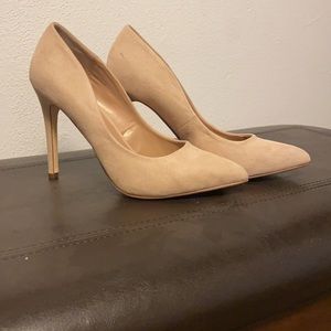 Womens nude felt heels